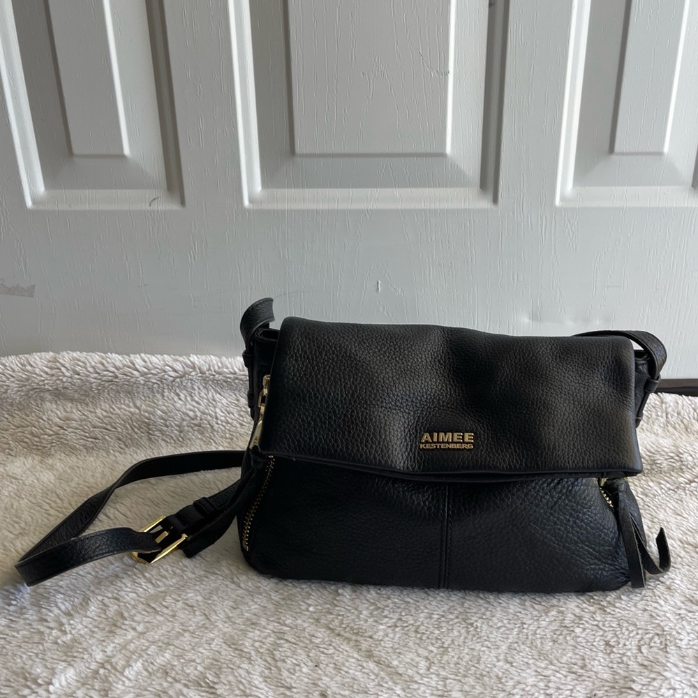 Aimee Kestenberg black pebbled leather crossbody bag